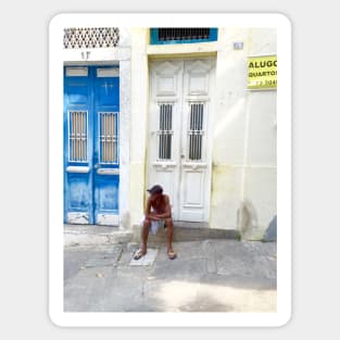 Sitting on Door Step in Rio Sticker